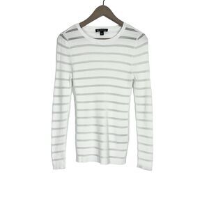 INC International Concepts White Semi Sheer Long Sleeve Shirt Women's Size Large